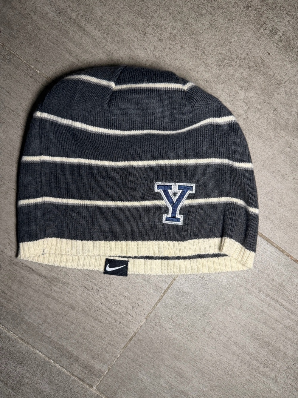 Nike Navy & Cream Striped Yale Beanie